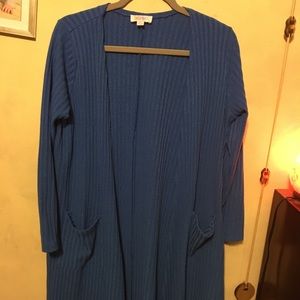 LuLaRoe Solid Blue Ribbed Sarah M EUC Rare!